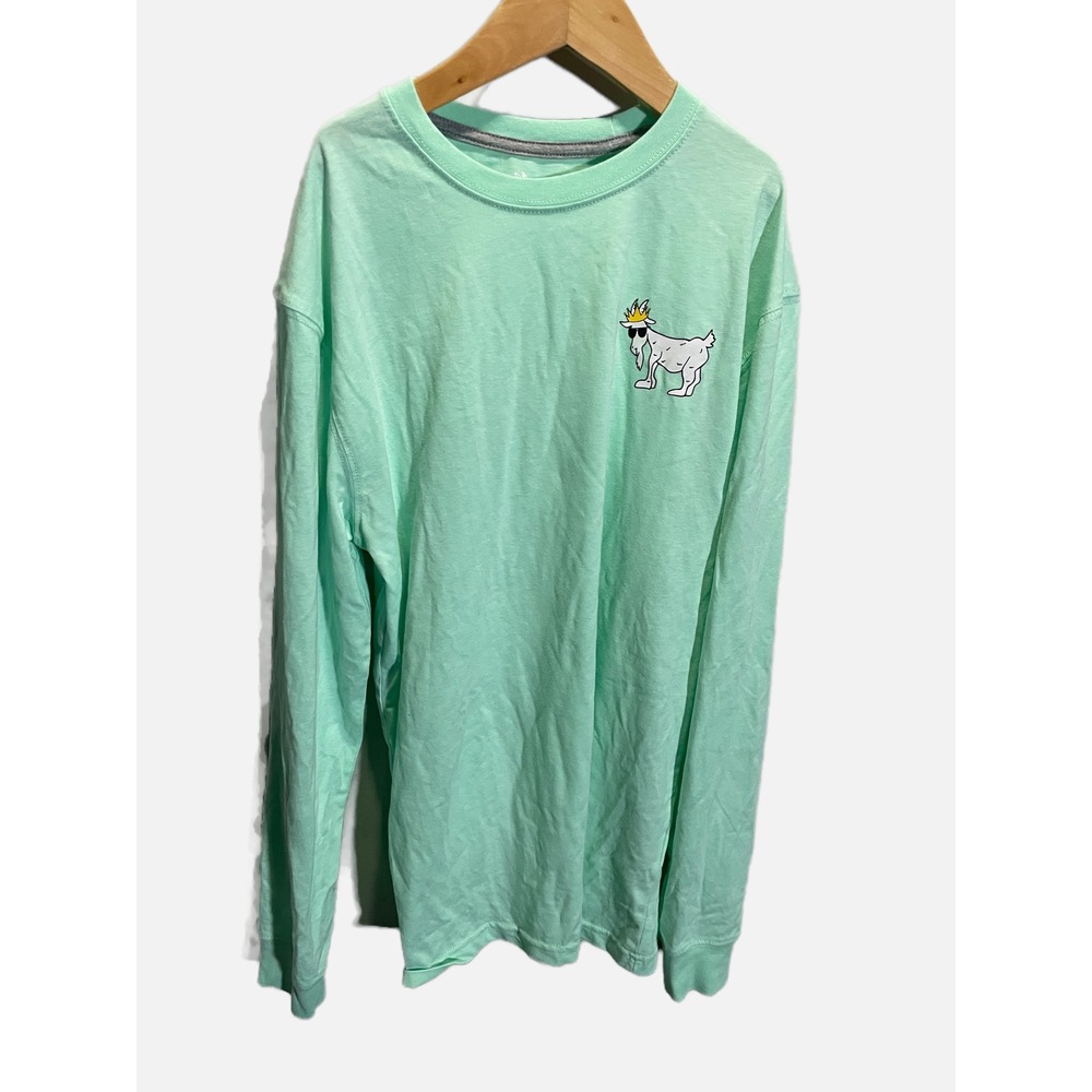 GOAT USA Long Sleeve Shirt Mens XS Mint Green Graphic Logo Casual Sporty Tee